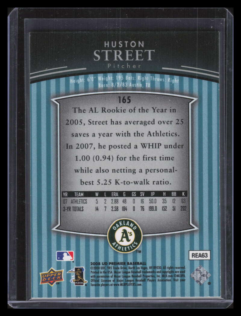 2008 Upper Deck Premier Blue 165 Huston Street 8/15