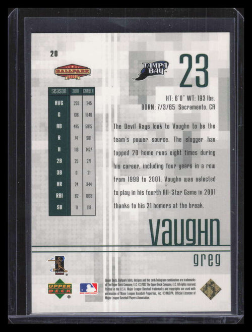 2002 Upper Deck Ballpark Idols Gold 20 Greg Vaughn 25/25