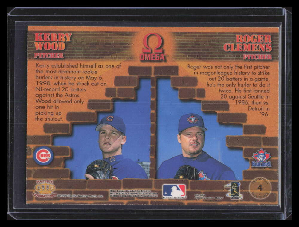 1998 Pacific Omega Face To Face 4 Kerry Wood Roger Clemens