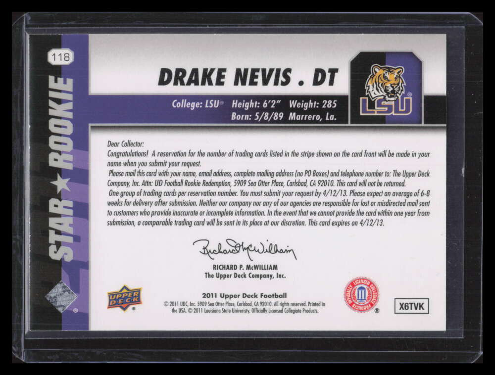 2011 Upper Deck 100 Stripe 118 Drake Nevis Rookie /100