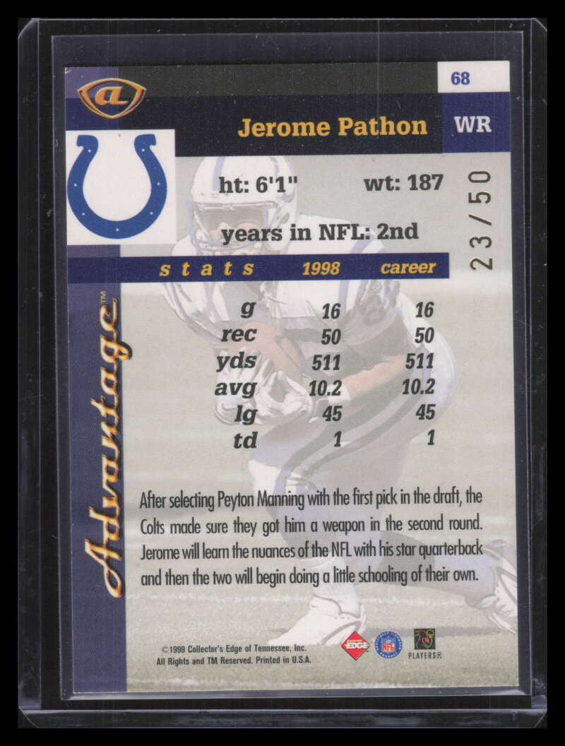 1999 Collector's Edge Advantage HoloGold 68 Jerome Pathon 23/50