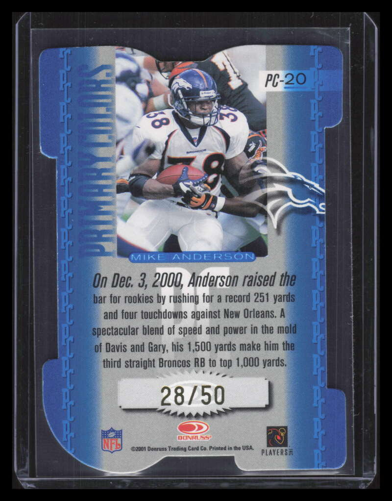 2001 Donruss Elite Primary Colors Die Cuts Blue pc20 Mike Anderson 28/50