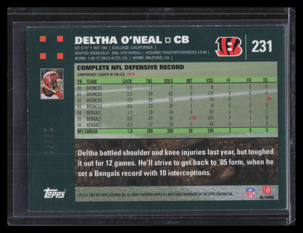 2007 Topps Gold 231 Deltha O'Neal 29/52