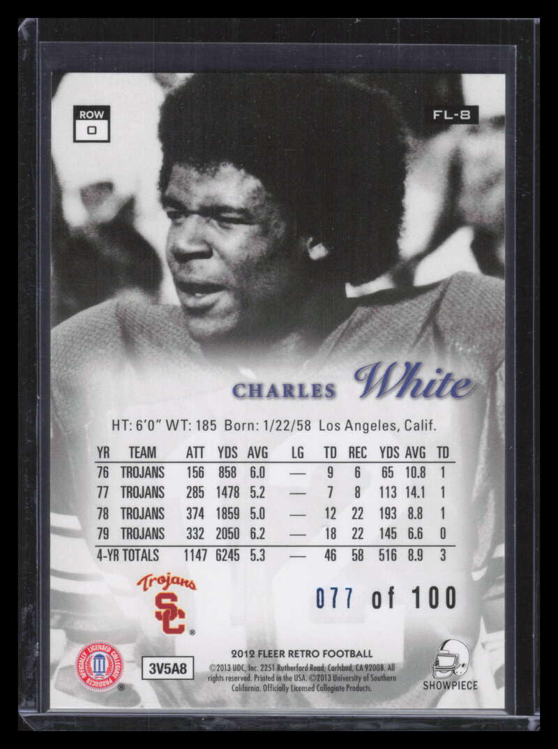 2012 Fleer Retro Flair Showcase Legacy Row 0 fl8 Charles White 77/100