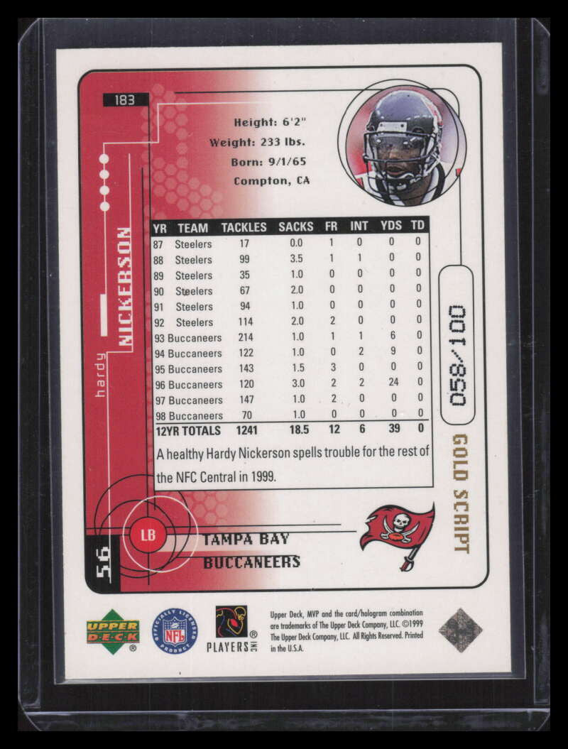 1999 Upper Deck MVP Gold Script 183 Hardy Nickerson 58/100