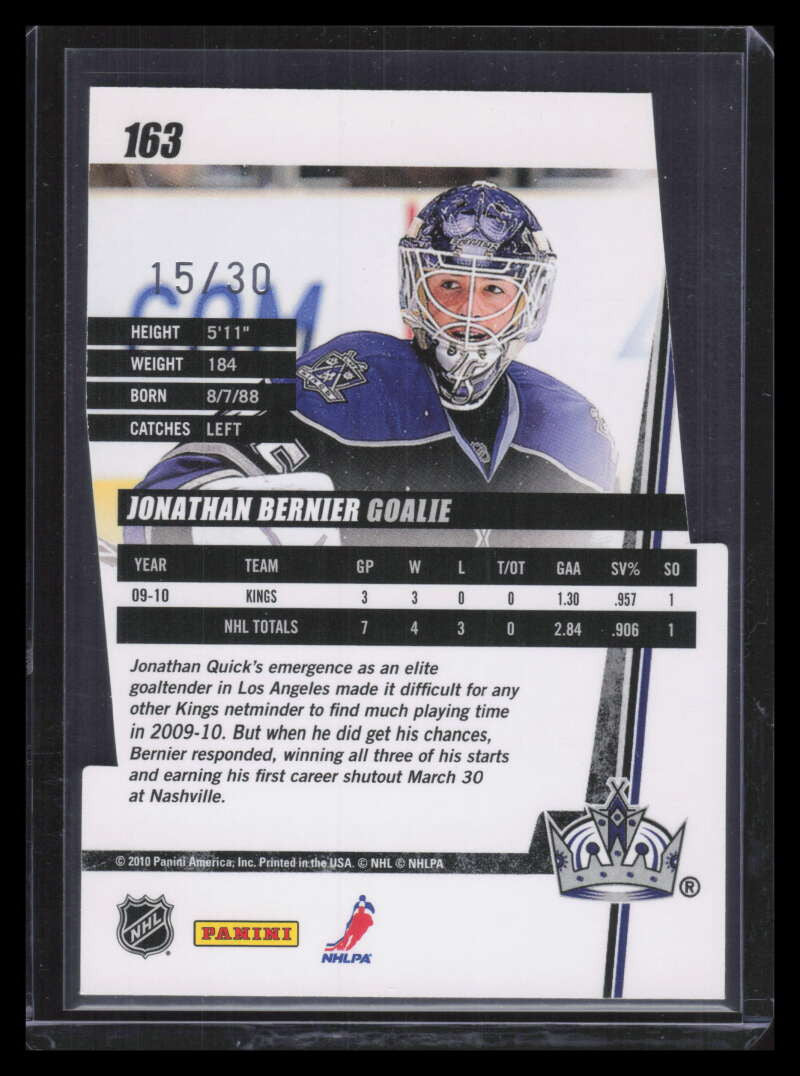 2010-11 Donruss Die-Cut Gems 163 Jonathan Bernier 15/30