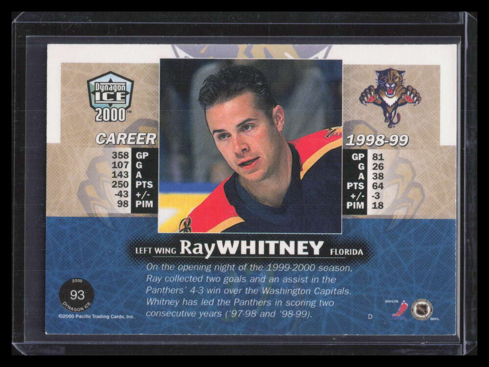 1999-00 Pacific Dynagon Ice Blue 93 Ray Whitney 6/67