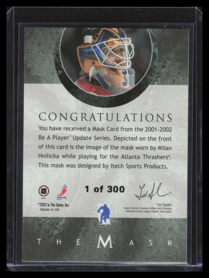 2001-02 Between the Pipes Masks Silver 36 Milan Hnilicka /300