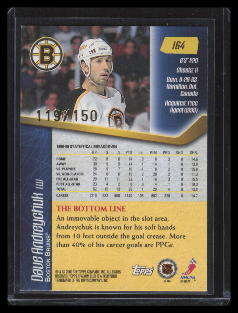 1999-00 Stadium Club One of a Kind 164 Dave Andreychuk 119/150