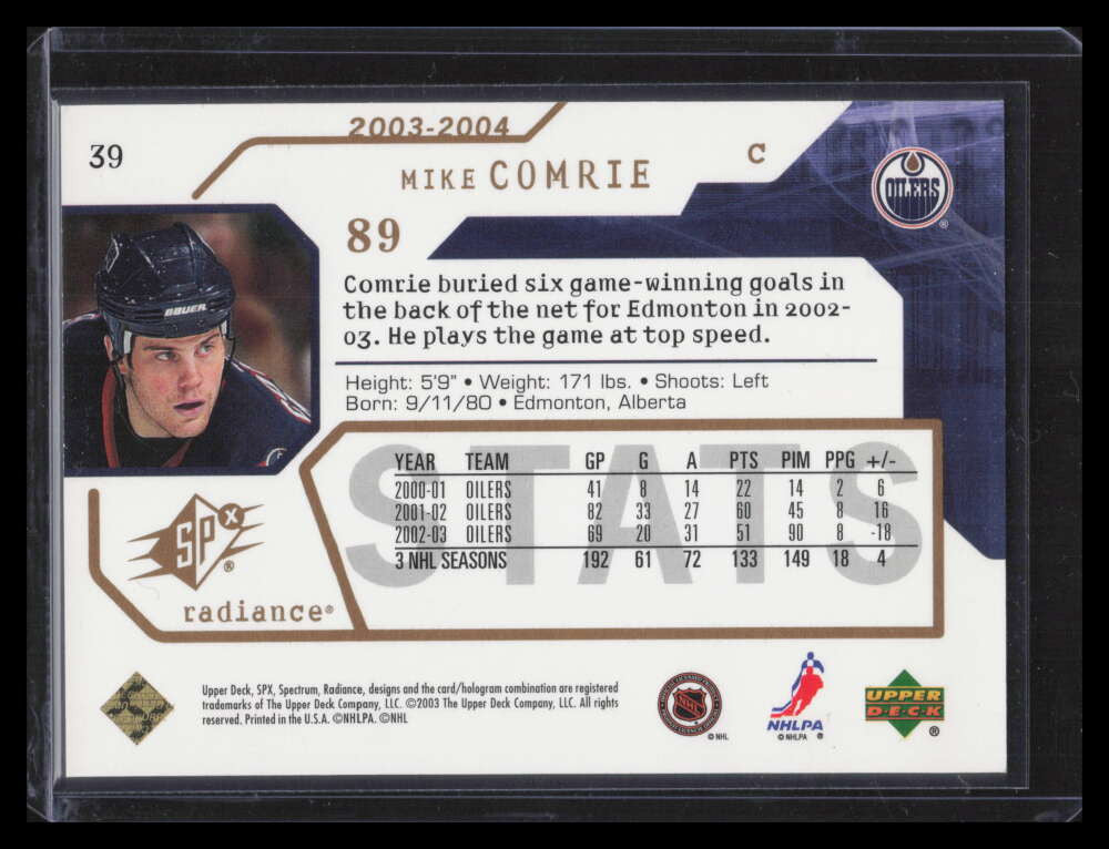 2003-04 SPx Radiance 39 Mike Comrie 30/50