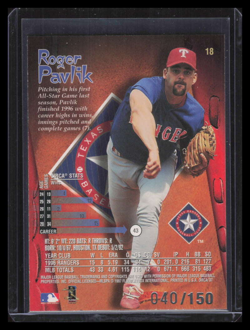 1997 Circa Rave 18 Roger Pavlik 40/150