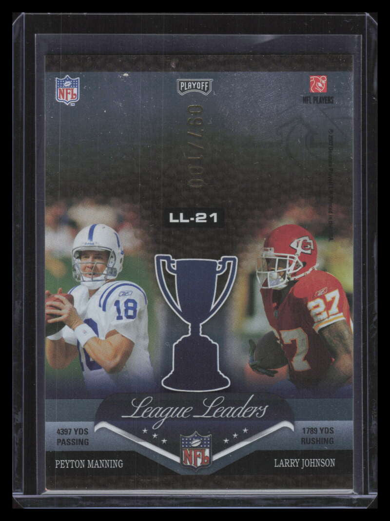 2007 Playoff Prestige League Leaders Foil Johnson Tomlinson Manning Brees 97/100