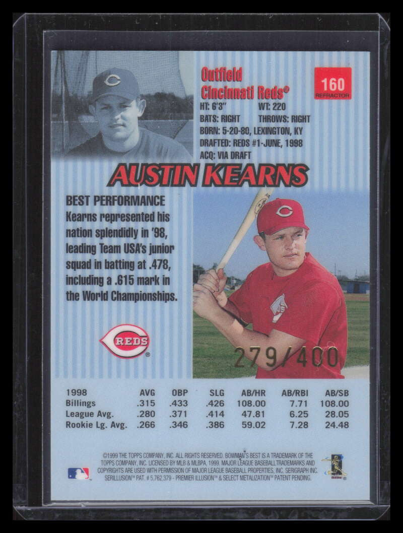 1999 Bowman's Best Refractor 160 Austin Kearns Rookie 279/400