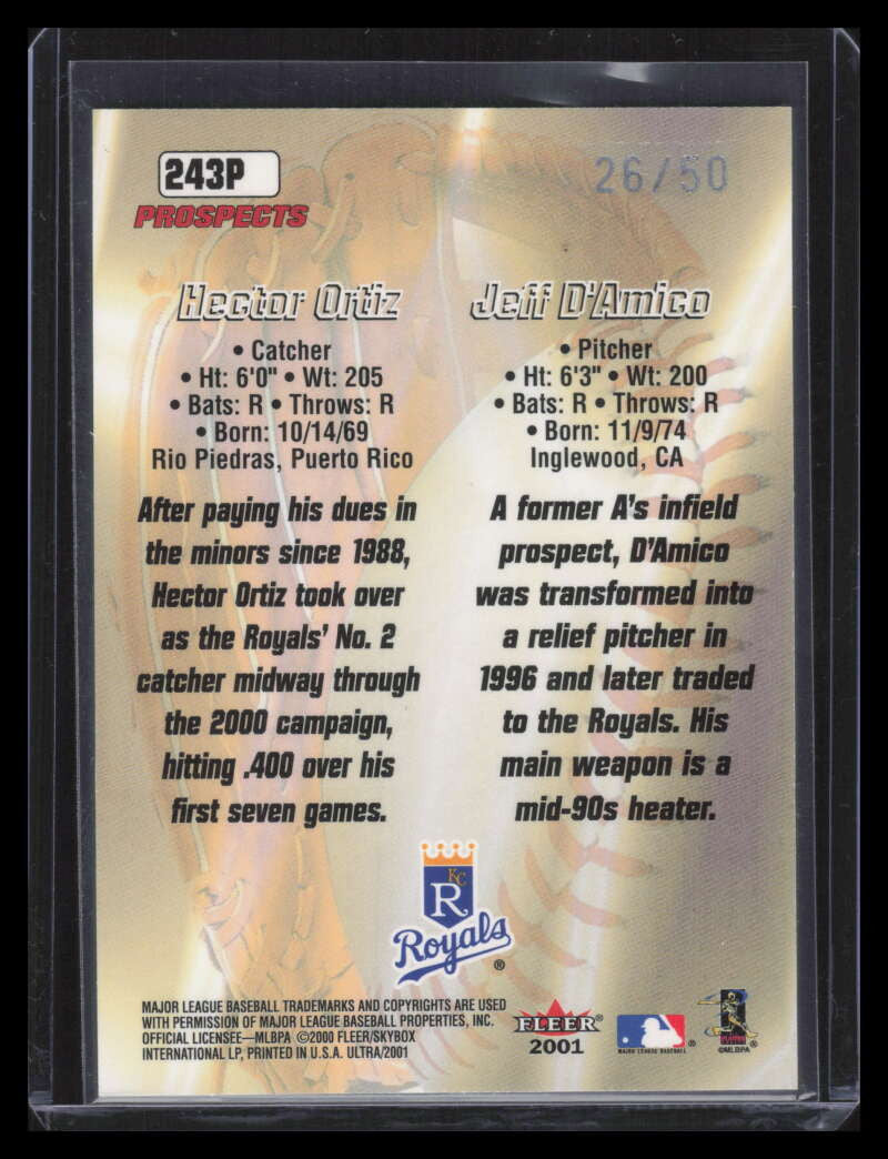 2001 Ultra Platinum Medallion 243 Hector Ortiz Jeff D'Amico 26/50