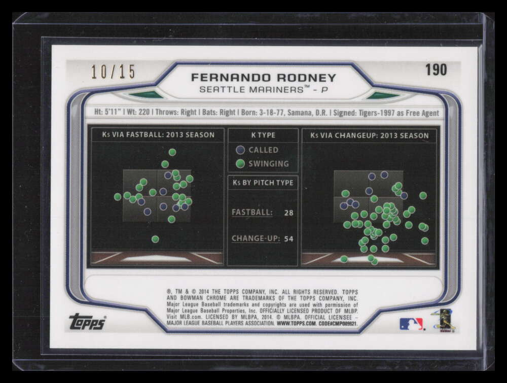 2014 Bowman Chrome Shimmer Refractor 190 Fernando Rodney 10/15