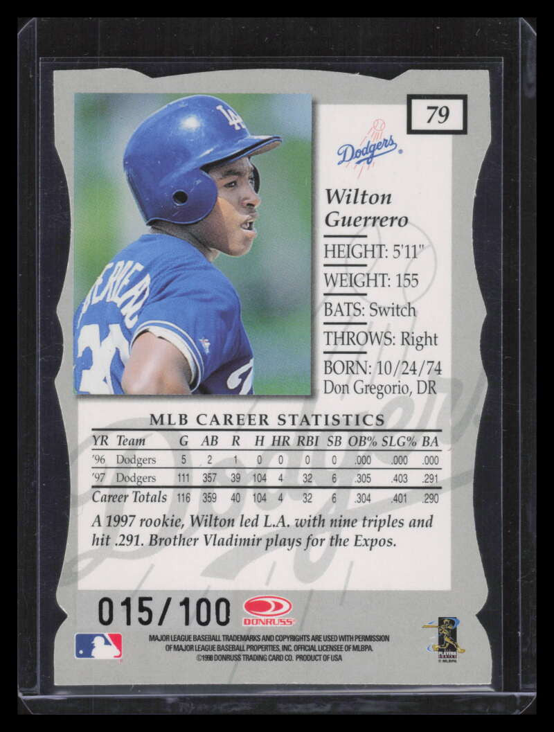 1998 Donruss Elite Status 79 Wilton Guerrero 15/100
