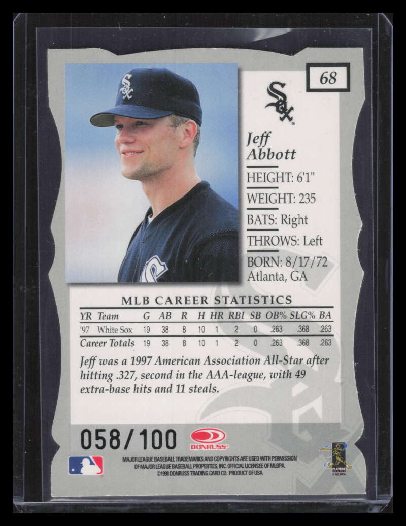 1998 Donruss Elite Status 68 Jeff Abbott 58/100
