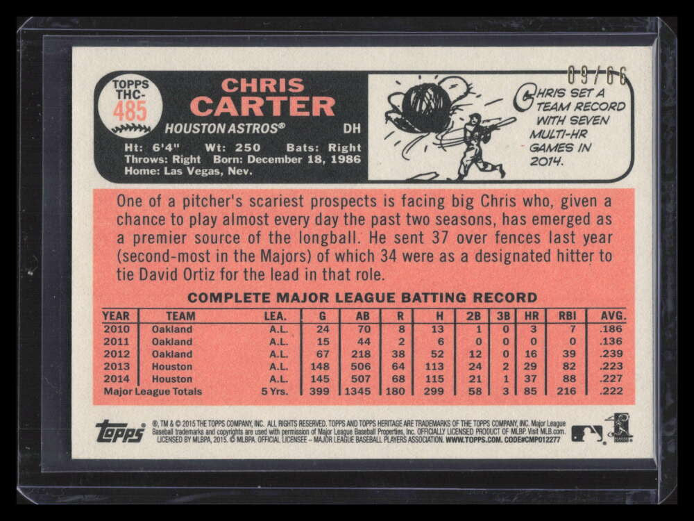 2015 Topps Heritage Chrome Black Refractor thc485 Chris Carter 9/65