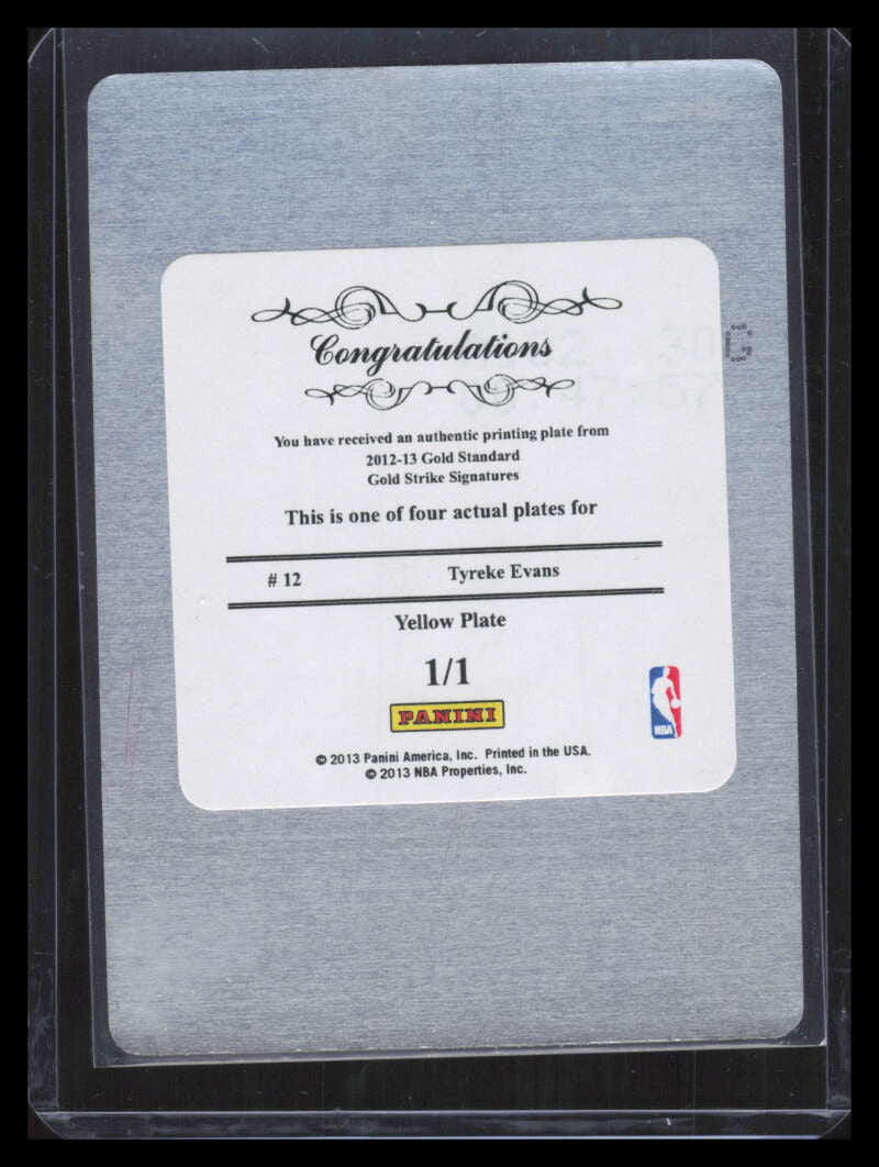 2012-13 Panini Gold Standard Strike Signatures Printing Plate Tyreke Evans 1/1