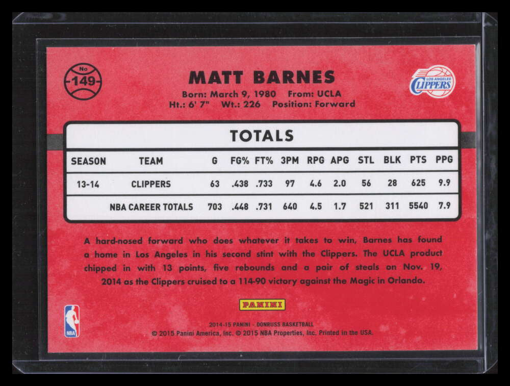 2014-15 Donruss Stat Line Years 149 Matt Barnes 2/11