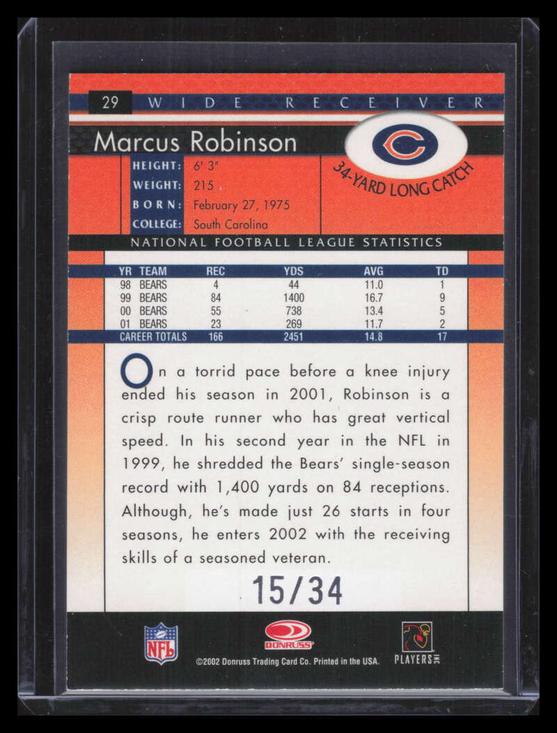 2002 Donruss Stat Line Season 29 Marcus Robinson 15/34