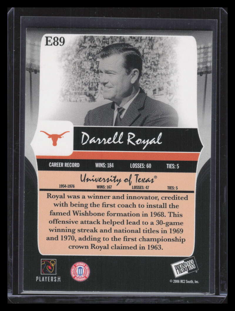 2006 Press Pass Legends Emerald e89 Darrell Royal 19/25