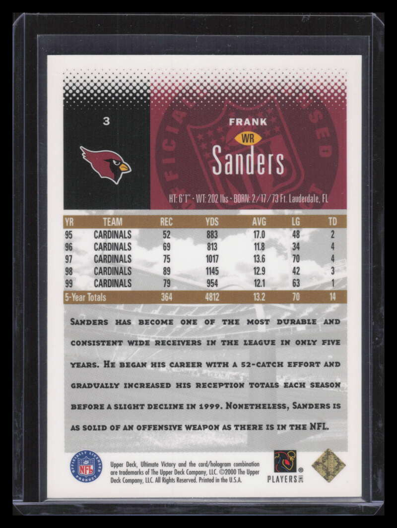 2000 Ultimate Victory Parallel 25 3 Frank Sanders 1/25