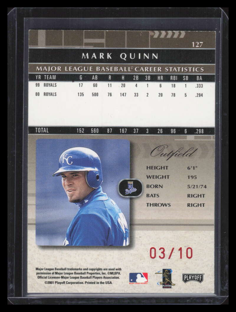2001 Absolute Memorabilia Spectrum 127 Mark Quinn 3/10