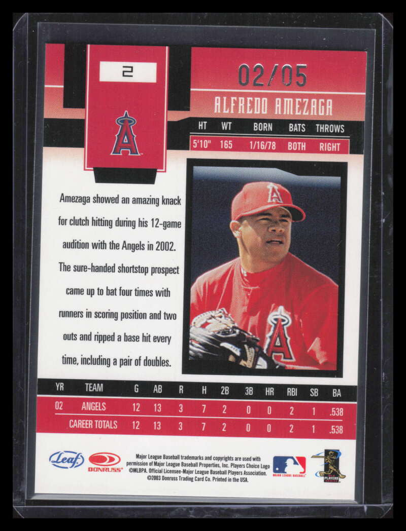2003 Leaf Certified Materials Mirror Emerald 2 Alfredo Amezaga 2/5