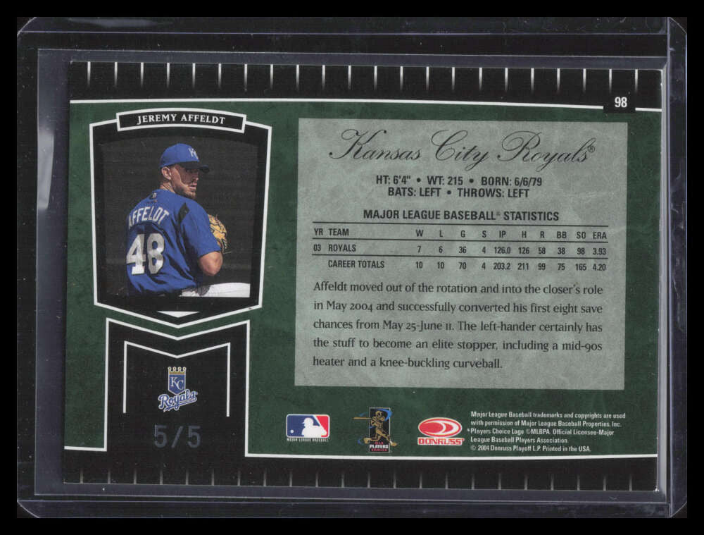2004 Leaf Certified Cuts Marble Emerald 98 Jeremy Affeldt 5/5