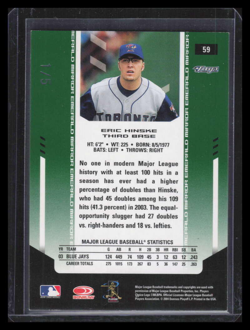 2004 Leaf Certified Materials Mirror Emerald 59 Eric Hinske 1/5