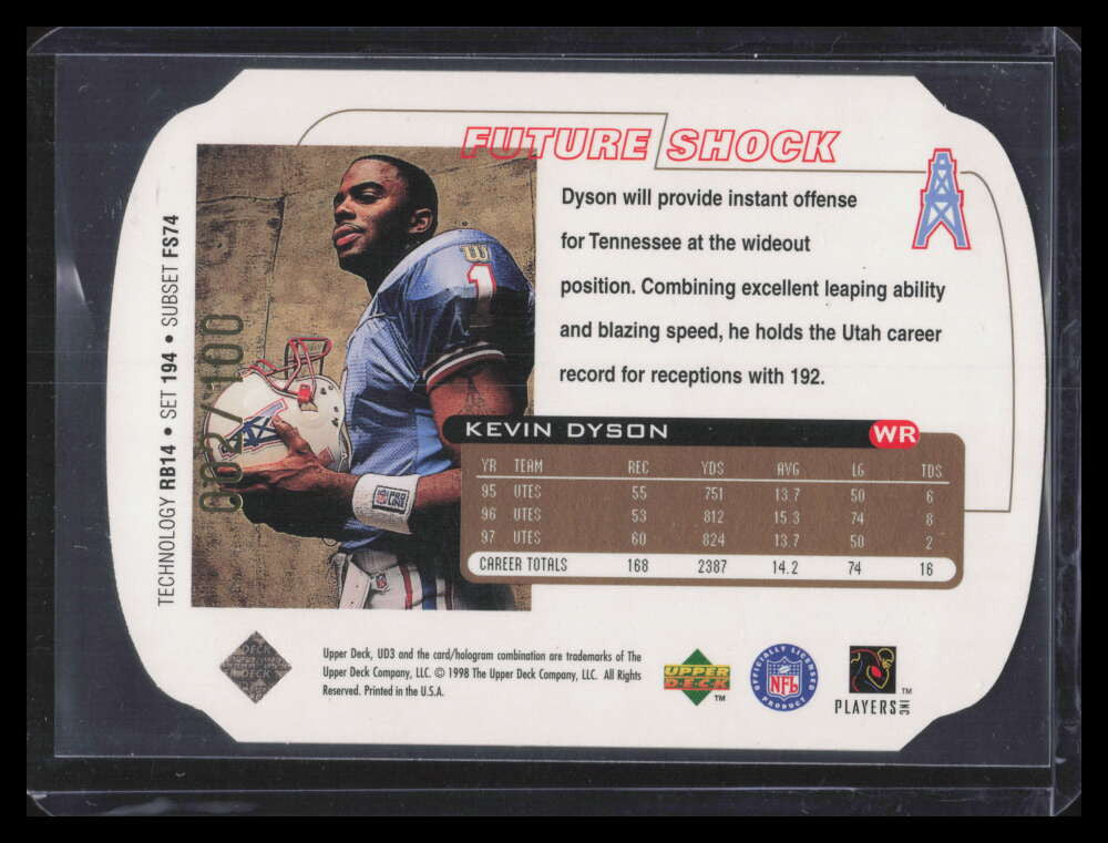 1998 UD3 Die Cuts 194 Kevin Dyson FR 2/100 Future Shock