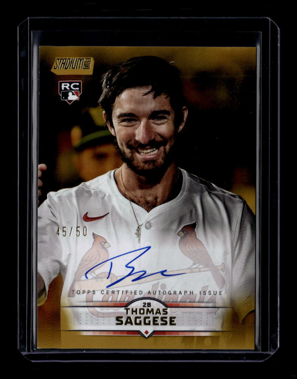 2025 Stadium Club Autographs Gold SCBATS Thomas Saggese Rookie Auto 45/50
