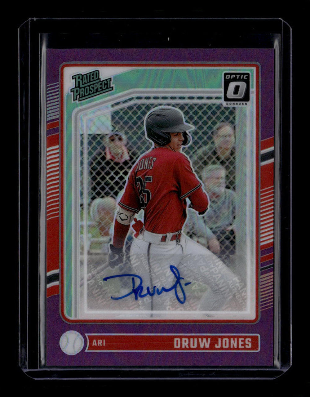 2024 Donruss Optic Rated Prospects Signatures Purple 103 Druw Jones RC Auto /49