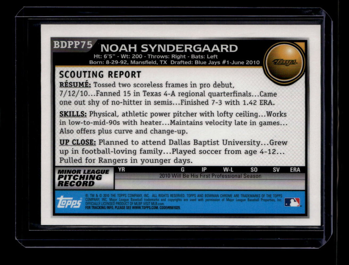 2010 Bowman Chrome Draft Prospect Autographs bdpp75 Noah Syndergaard Rookie Auto