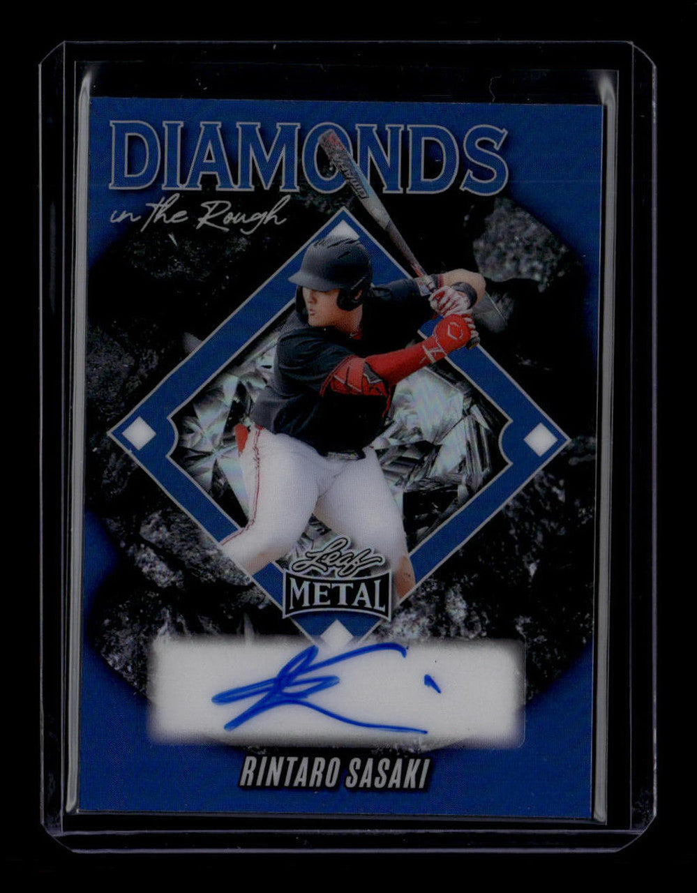 SOLD 180251 2025 Leaf Metal Diamond in the Rough Autographs Blue Rintaro Sasaki RC Auto 9/25