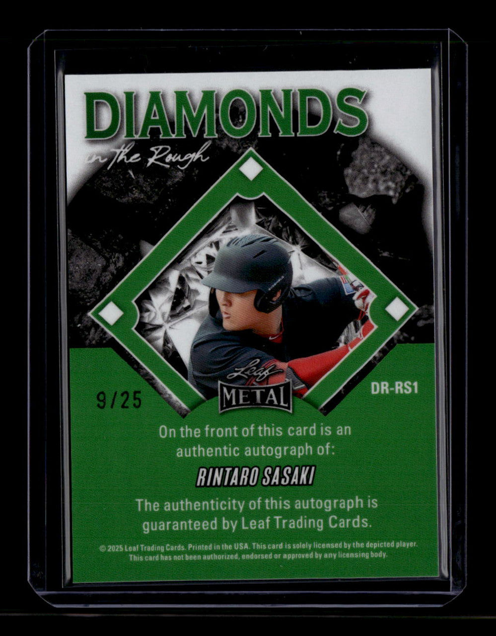 SOLD 180251 2025 Leaf Metal Diamond in the Rough Autographs Blue Rintaro Sasaki RC Auto 9/25