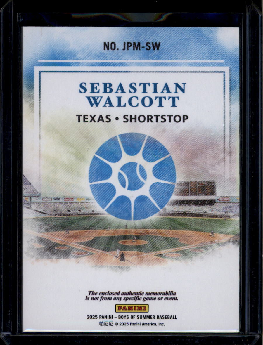 2025 Panini Boys of Summer Materials Silver Sebastian Walcott RC Jumbo Patch /25