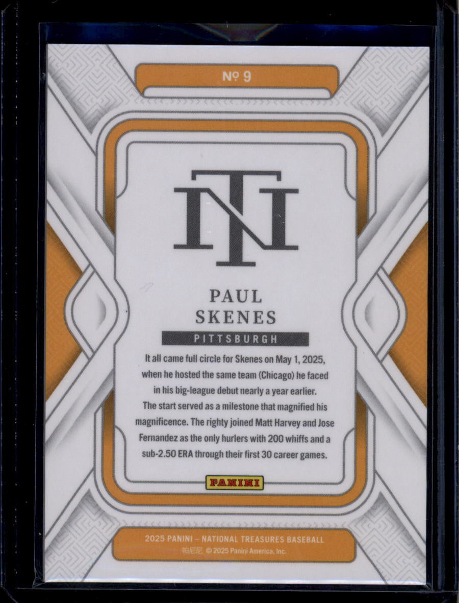 2025 Panini National Treasures Red 9 Paul Skenes 38/75