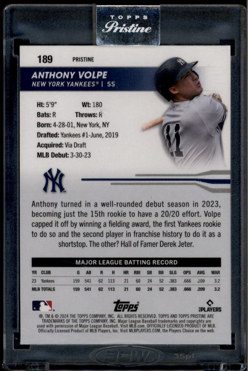 2024 Topps Pristine Orange Pristine Refractor 189 Anthony Volpe 5/25