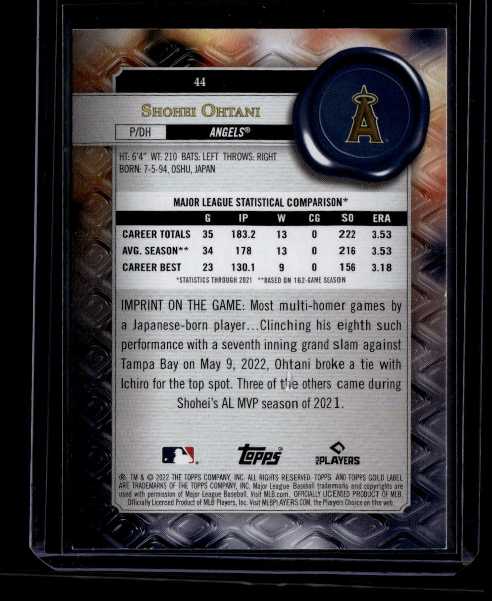 SOLD 180263 2022 Topps Gold Label Class 1 Black 44 Shohei Ohtani
