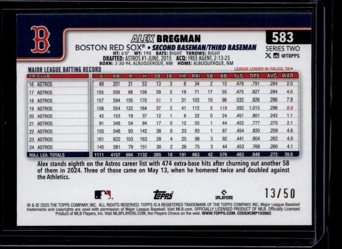 2025 Topps Beach Balls 583 Alex Bregman 13/50