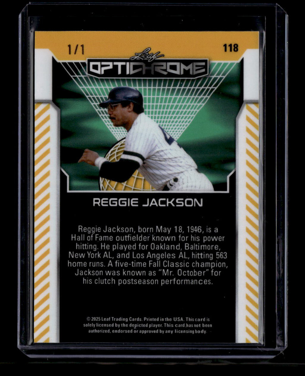 2025 Leaf Optichrome Blue Crystal 118 Reggie Jackson 1/1