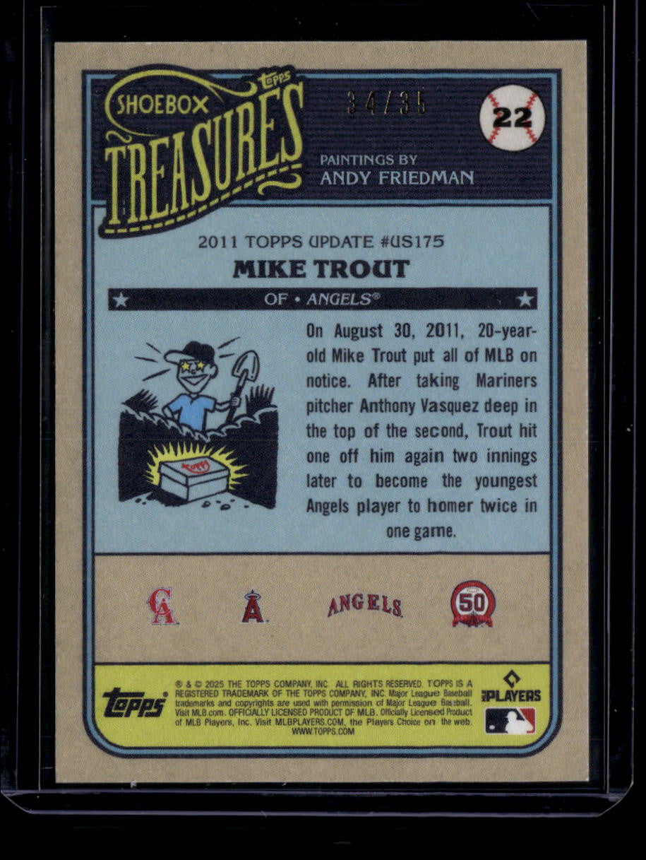 2025 Topps Shoebox Treasures Topps Logo 22 Mike Trout 34/35