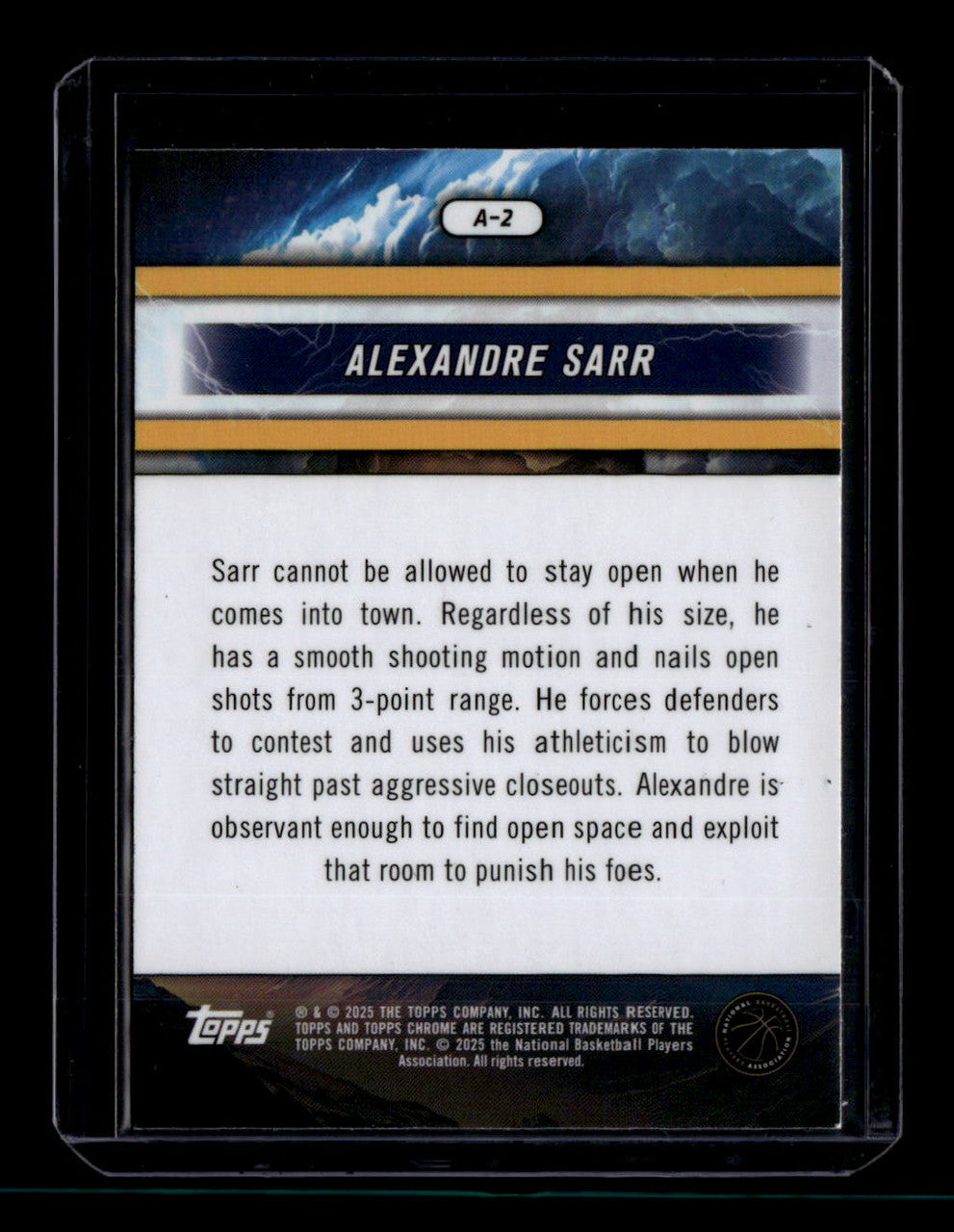 2024-25 Topps Chrome Advisory a2 Alexandre Sarr Rookie
