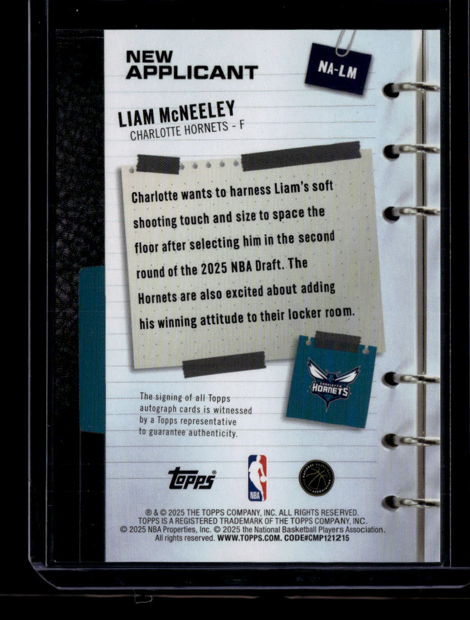 2025-26 Topps New Applicants Autographs Gold Foil Liam McNeeley RC Auto 26/50