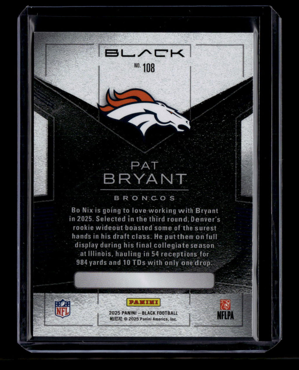 SOLD 180299 2025 Panini Black Ruby 108 Pat Bryant Rookie 10/11
