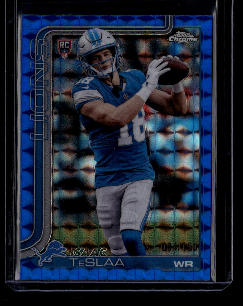 SOLD 180305 2025 Topps Chrome Blue Geometric Refractor 320 Isaac TeSlaa Rookie 84/150