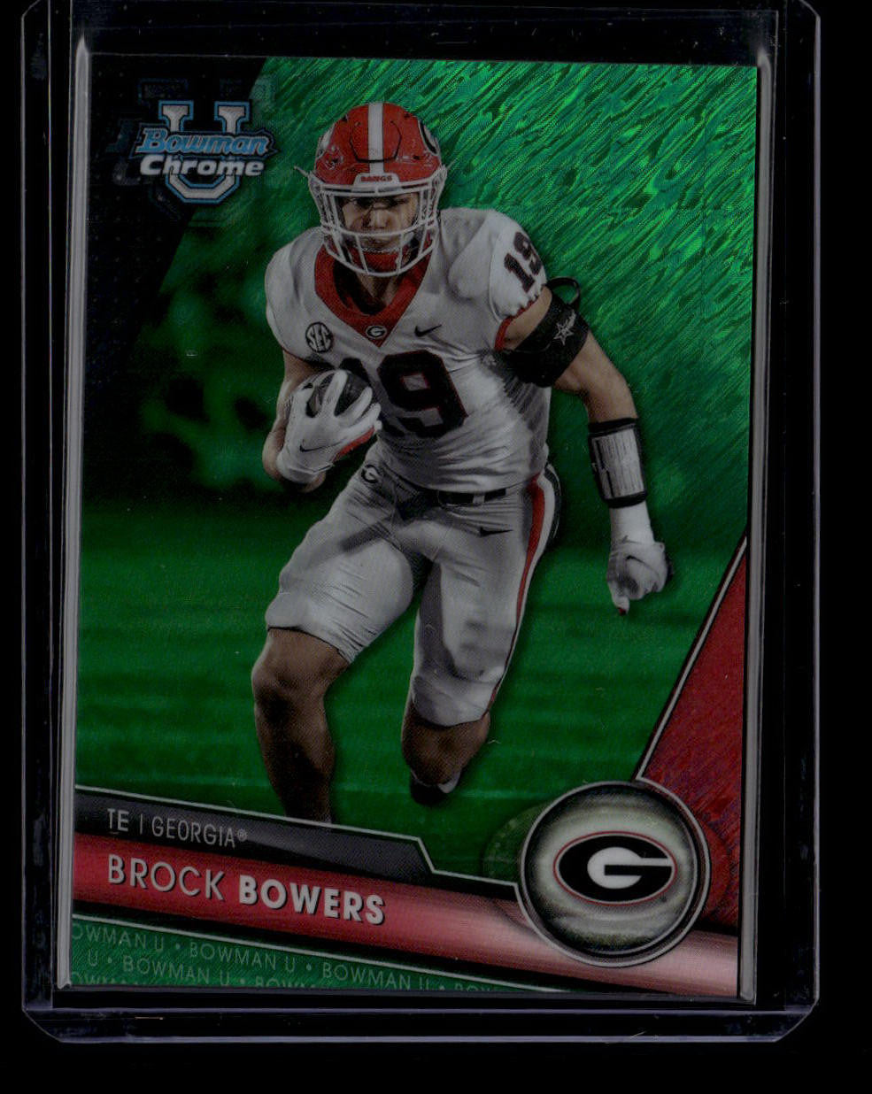 2023 Bowman Chrome University Green Shimmer Refractor 50 Brock Bowers RC 24/99