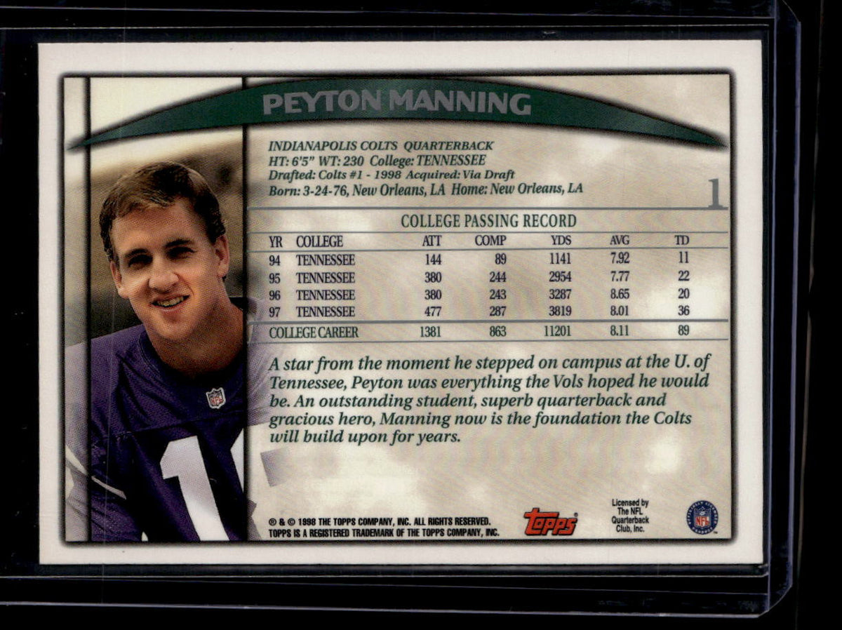1998 Topps Season Opener 1 Peyton Manning Rookie